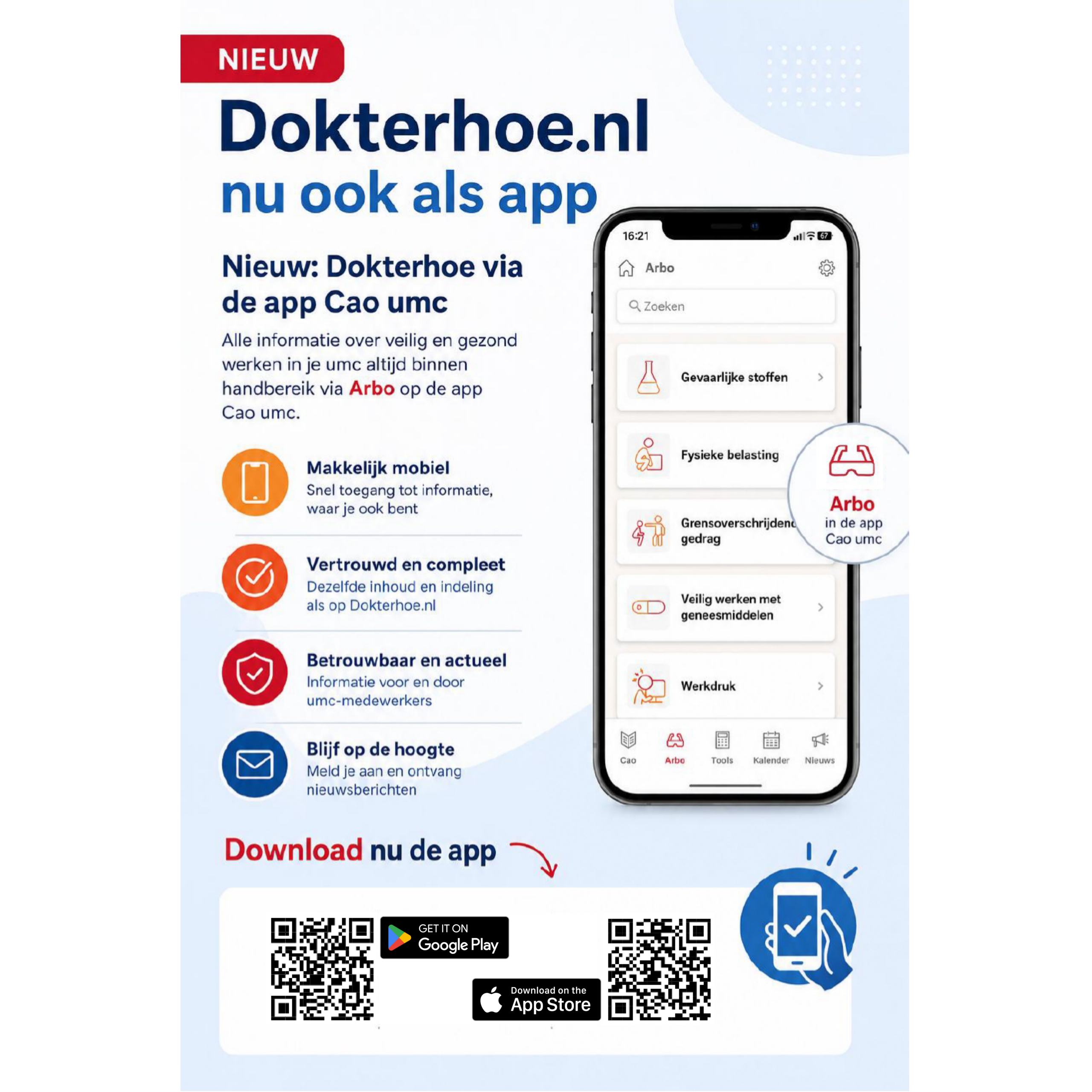 Informatie over Dokterhoe en de Arbo-module in de Cao umc app
